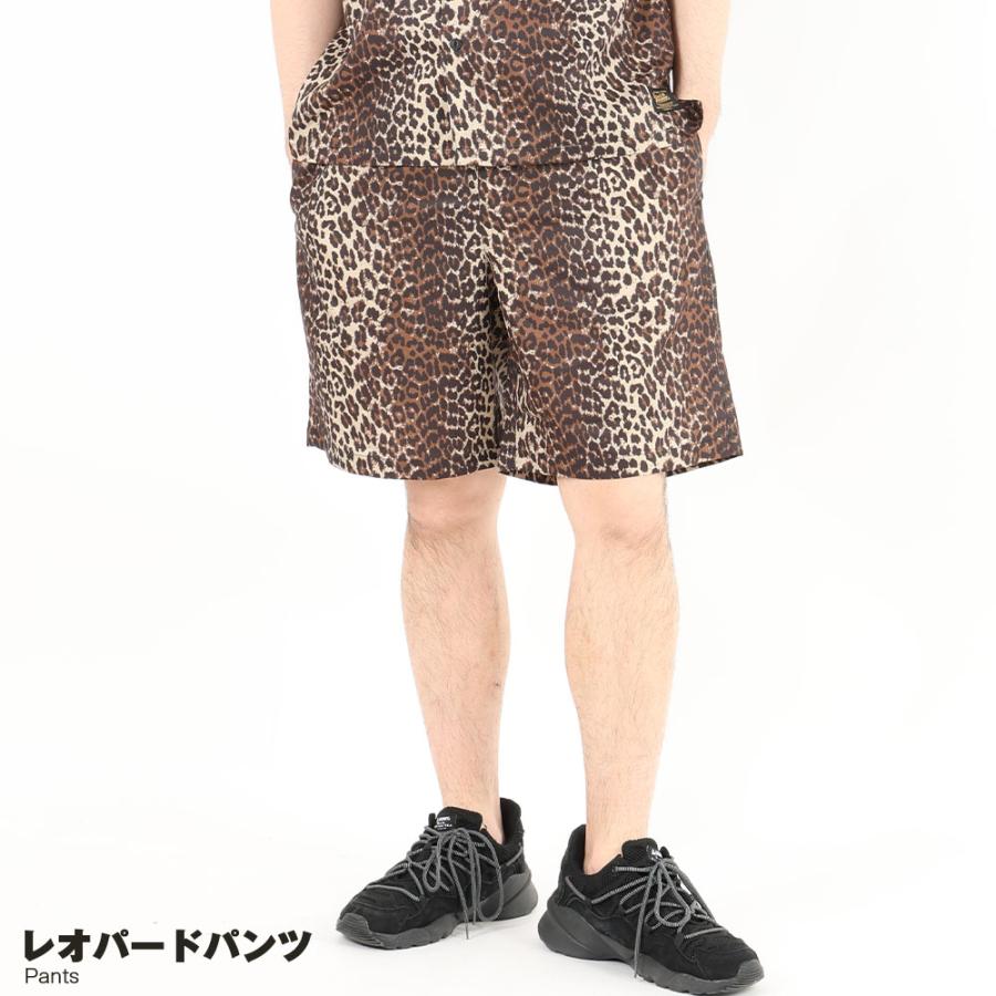 ヒョウ柄 メッシュドット ハーフパンツ 接触冷感 メンズ ショート