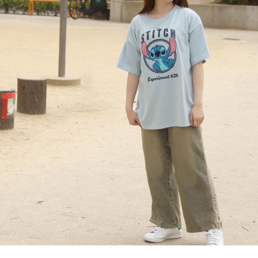 スティッチ ディズニー キャラクター 半袖シャツ Tシャツ レディース 