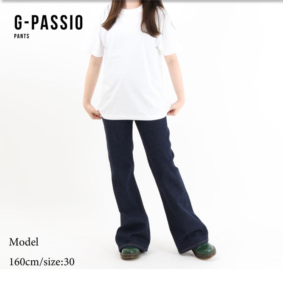 ボブソン デニム パンツ ベルボトム フレア ボタン 国産 おしゃれ レディース ジーパン 日本製 キレイ インディゴ ワンウォッシュ 脚長_3