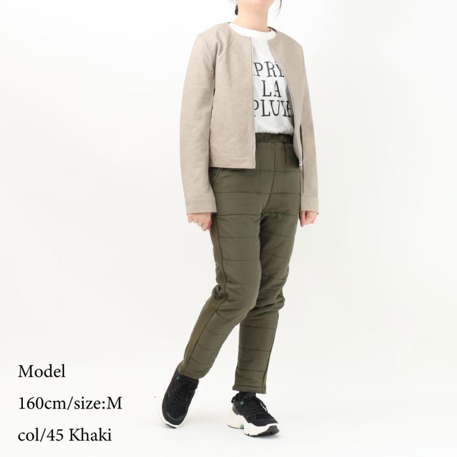 アンパスィ　暖パンツ　レディースウェア　冬パンツ 　カーキ　M レディース パフパンツ 裏ボア 中綿 暖かい あったかパンツ 冬パンツ