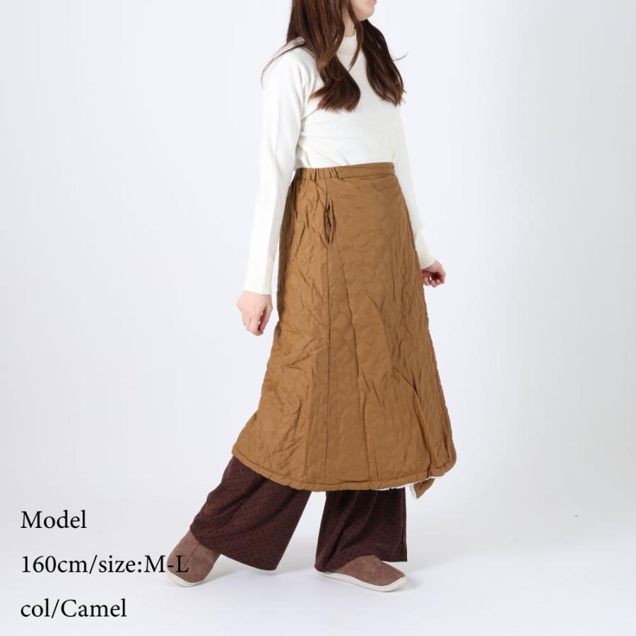 ラップスカート 裏ボア 防寒 レディース 巻きスカート キルティング