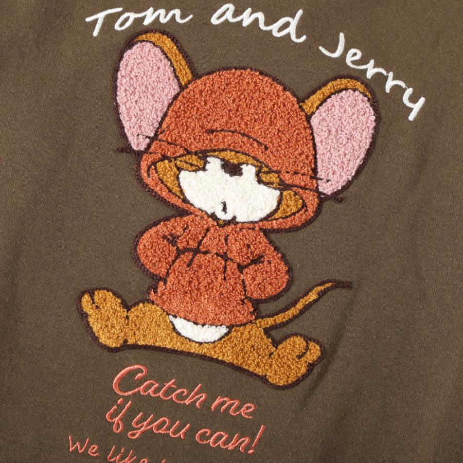 トムとジェリー　レディース　トレーナー　3L ライン　刺繍 トムとジェリー ジェリー スウェット レディース トレーナー 裏毛 刺繍