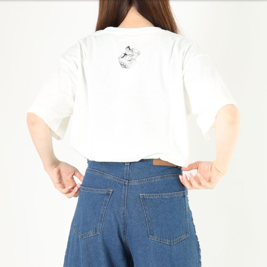 手塚治虫 Tシャツ レディース 半袖 ユニコ ジャングル大帝 ブラック
