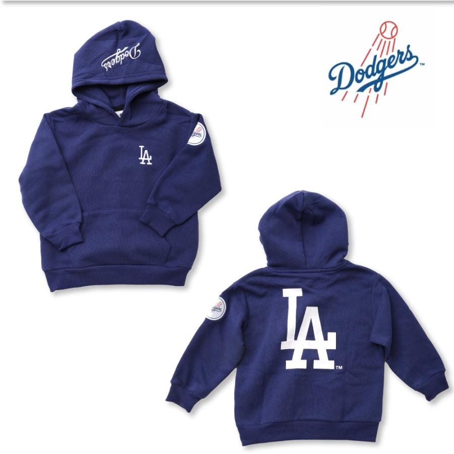 MLB パーカー 起毛 長袖 キッズ 子供 男の子 ドジャース フードつき