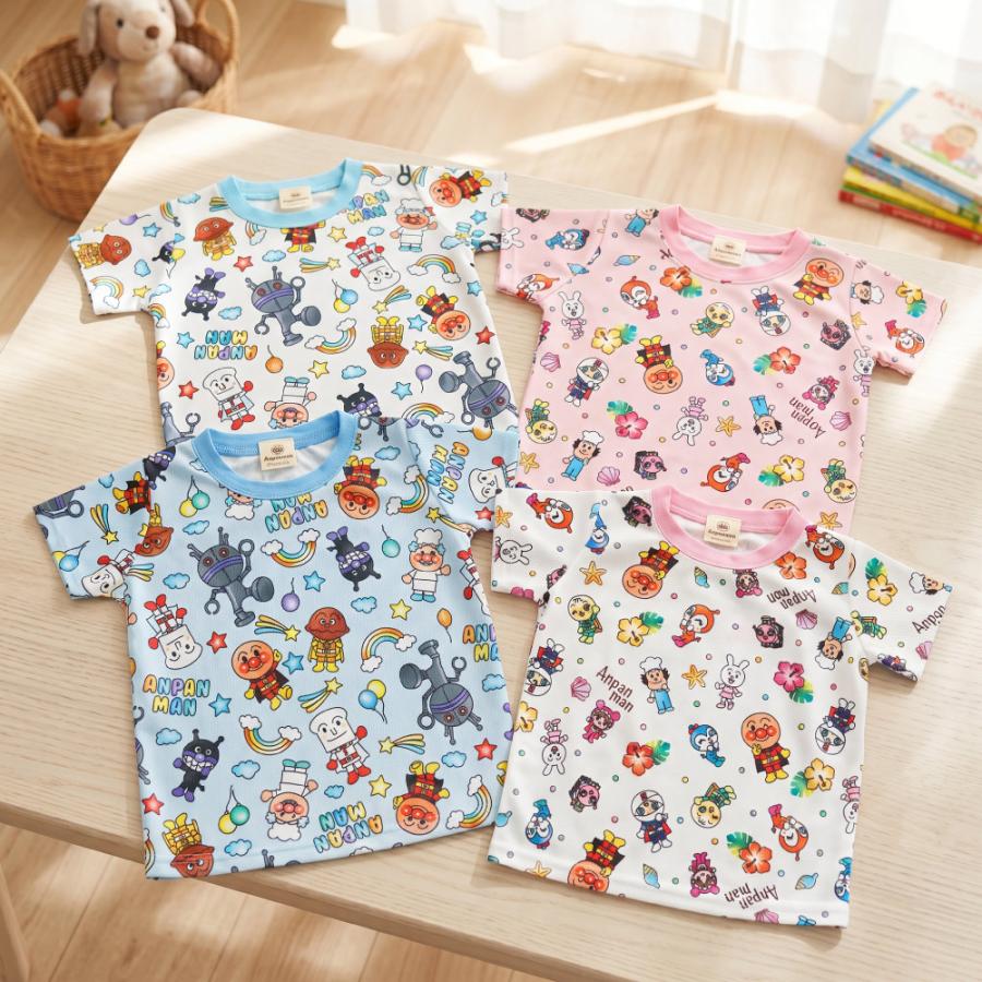 アンパンマン Tシャツ 半袖 メッシュ 90 95 100 男の子 女の子 総柄