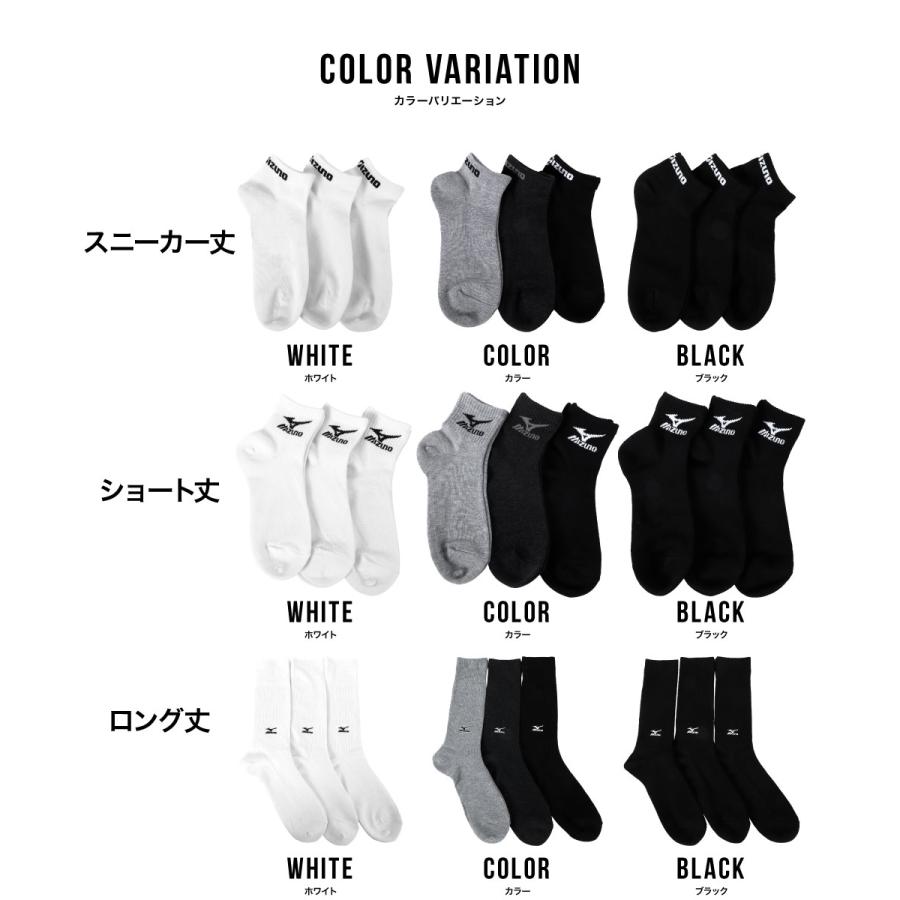 MIZUNO（ミズノ） 靴下 メンズ スポーツソックス 3足組 紳士 強度