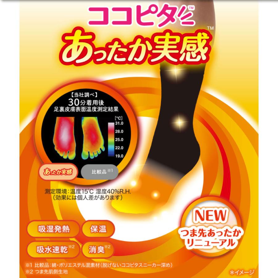 ココピタ あったか実感 レギュラー丈 メンズ 保温力4倍 クルー 靴下