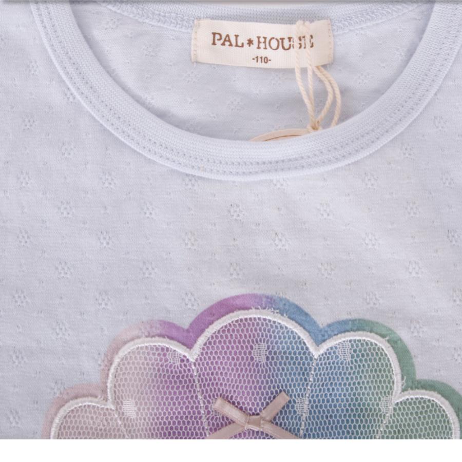 PALHOUSE Tシャツ 綿100% パルハウス 110 120 130 女の子 通園 通学 丸首 クルーネック サックス ラベンダー フリル袖｜g-passio｜08