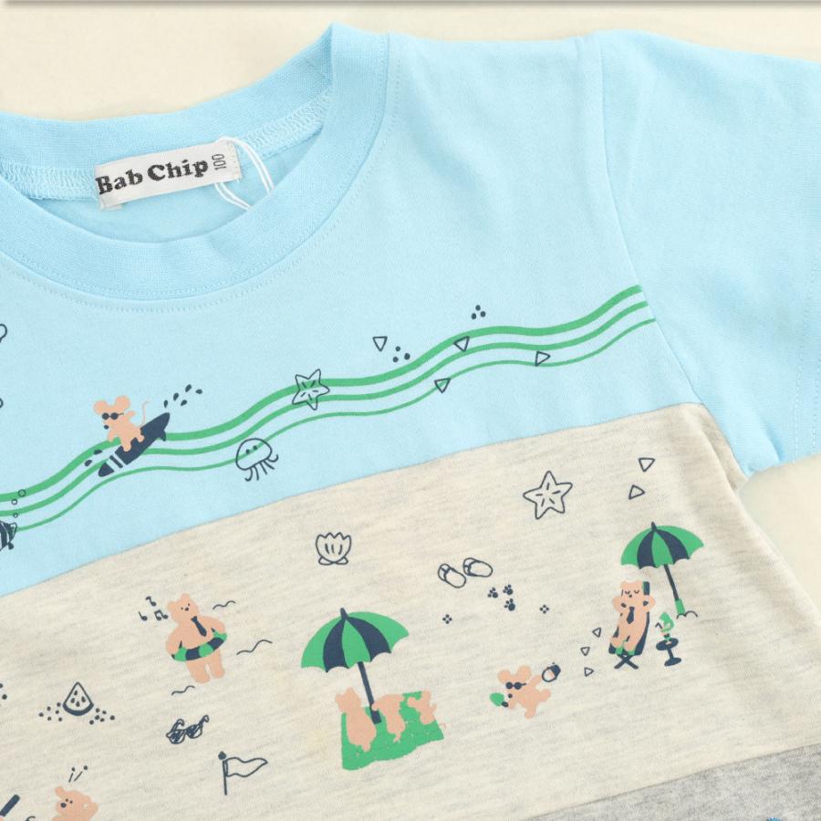 バブチップ Tシャツ 半袖 半そで 子供 キッズ 男の子 アップリケ 電車