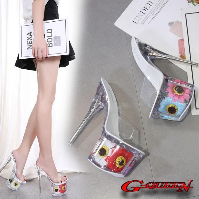 キャバ サンダル キャバヒール ヒール71011【23.0cm】厚底花