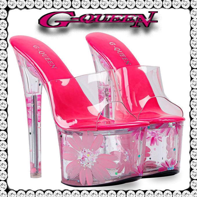 71068【24.5cm】デイジーポイントフラワークリアーサンダル☆ピンク  