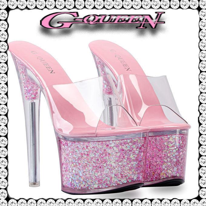 71098【24.0cm】ホログラム厚底クリアーサンダル☆ピンク☆【24.0cm  