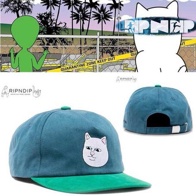 RIPNDIP Losing My Mind Strap Back　リップンディップ リブ CAP　キャップ　ブルー  猫 スケート｜g-roxstore