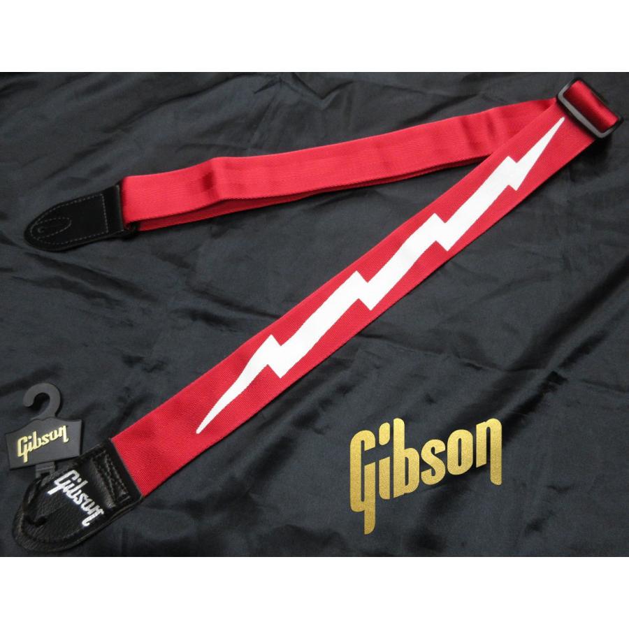 ギブソン・レザー・ギター・ストラップ ライトニング GIBSON Gibson 【ASBOLT-RED】 The Lightning Bolt Seatbelt Strap (Red