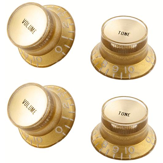Gibson PRMK-030 Top Hat Style Knobs GOLD / METAL INSERT 2V
