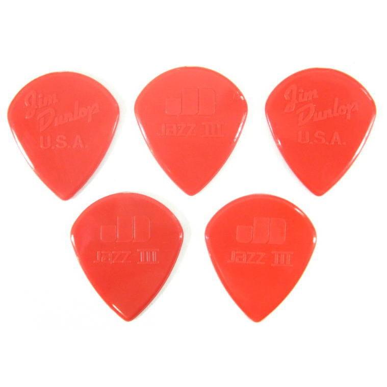 JIM DUNLOP NYLON JAZZ III red nylon ジム ダンロップ ピック 5枚セット (赤 ナイロン ジャズスリー )｜g-sakai