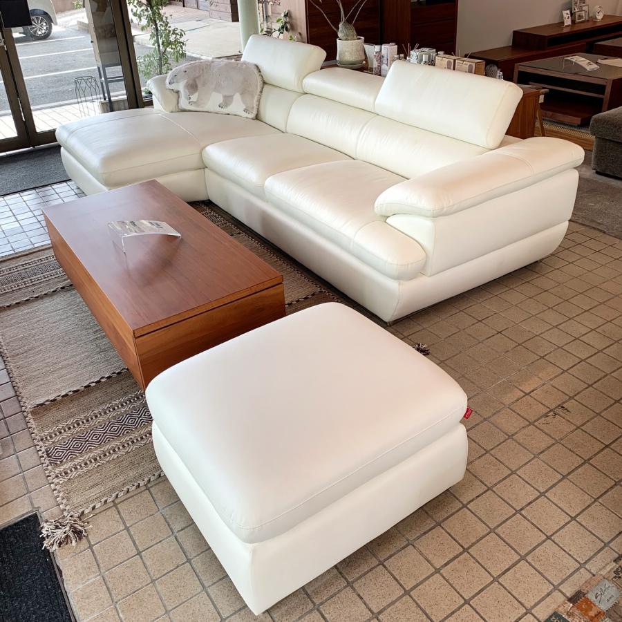 オットマン(ホワイト) レザー　カウチソファー カウチソファー ホワイト 合皮