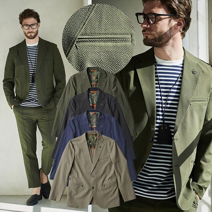 SALE 8/6迄 ジャケット メンズ マイクロサッカー 清涼 軽量 コンシール