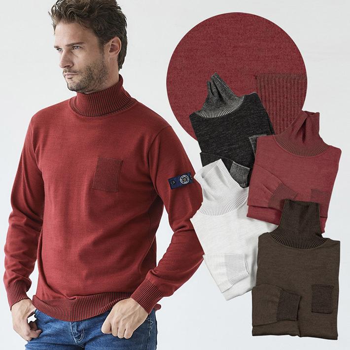 セーター メンズ ニット タートルネック プレーティング編み G Stage ジーステージ 最新入荷