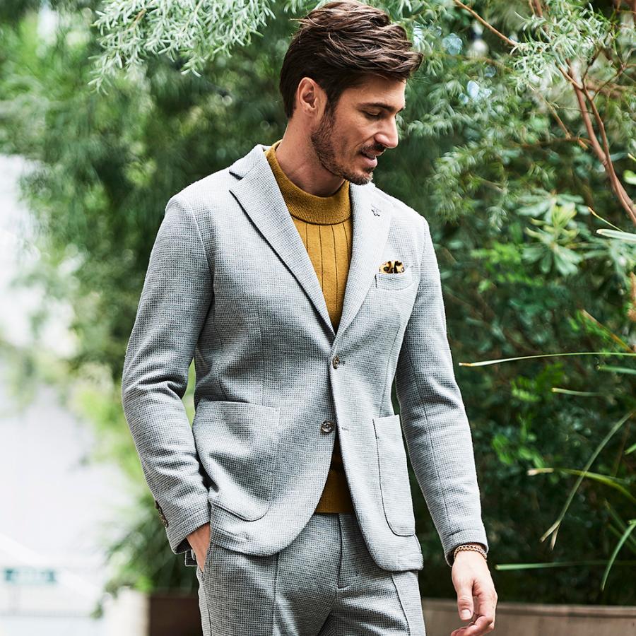 ジャケット メンズ 秋冬 テーラード ストレッチ ウール混 カジュアル