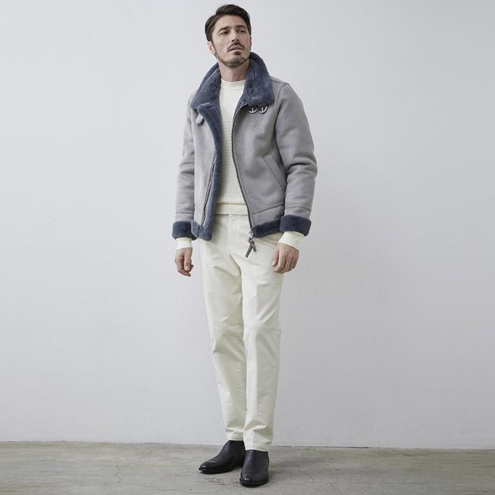 【G-stage】グレー フェイクムートン　チェスターコート g-stage ジーステージ G-STAGE フェイクムートン ブルゾン