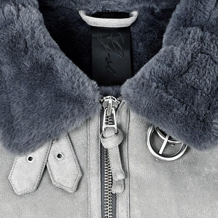 【G-stage】グレー フェイクムートン　チェスターコート g-stage ジーステージ G-STAGE フェイクムートン ブルゾン