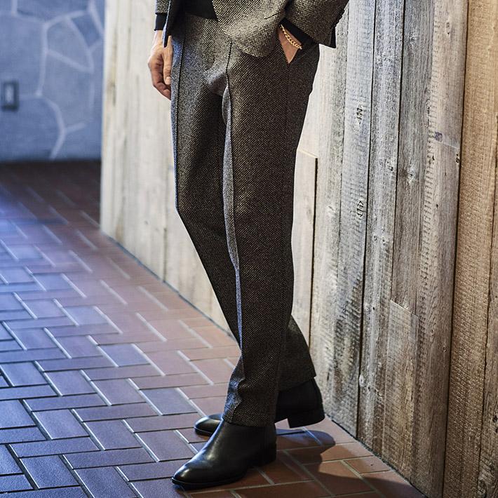 g-stage パンツ メンズ スラックス イタリア製生地 ダイヤ柄