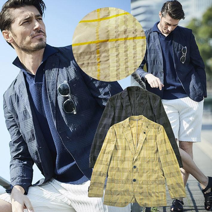 TIME SALE サマージャケット メンズ サッカー ナイロン タータン