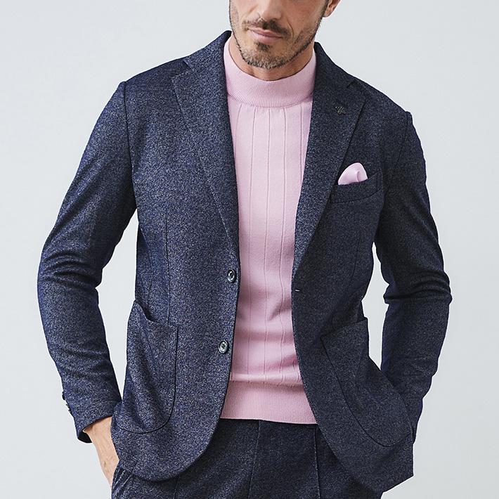 G-Stage ニットテーラードジャケット ウール 50 XL ブラックネイビー G-Stage ニットテーラードジャケット ウール 50 XL ブラックネイビー G