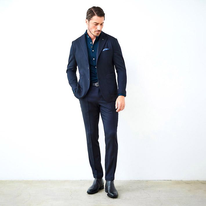 g-stage 吸湿発熱素材 ソフトサーモ ストレッチ スーツ　ネイビー　46 g-stage（ジーステージ） ジャケット メンズ テーラード 吸湿発熱素材