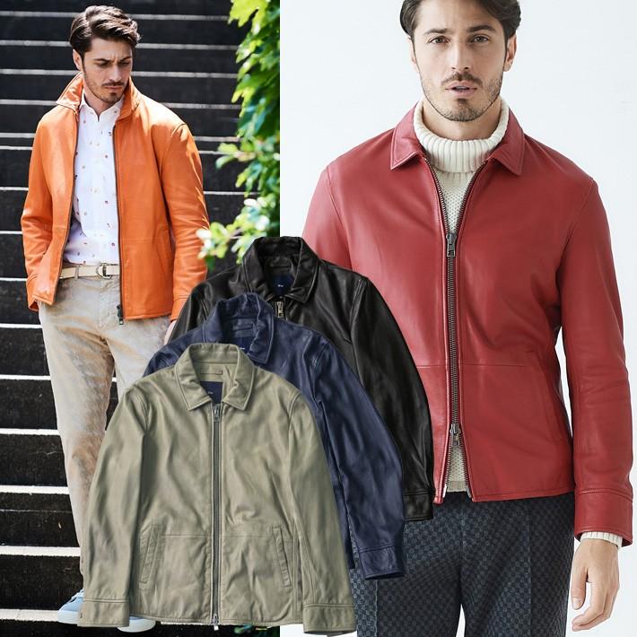 レザージャケット メンズ ライダースジャケット シングル レザー ブルゾン ネイビー ブラック レッド オレンジ ベージュ 4912 G Stage ジーステージ 4912 メンズウエアg Stage Yahoo 店 通販 Yahoo ショッピング