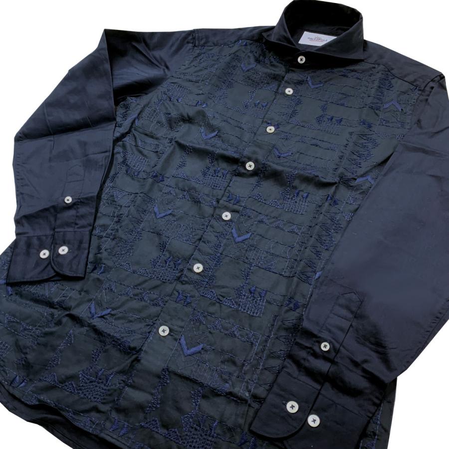 Gallipoli camiceria 日本製シャツ メンズ シャツ ジオメトリック 刺繍