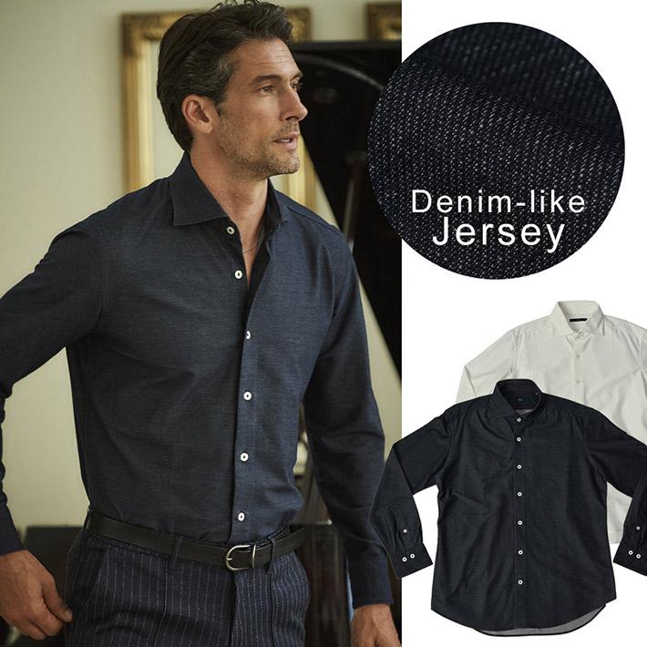 SALE ジーステージ G-STAGE メンズ シャツ デニムライク ジャージ  