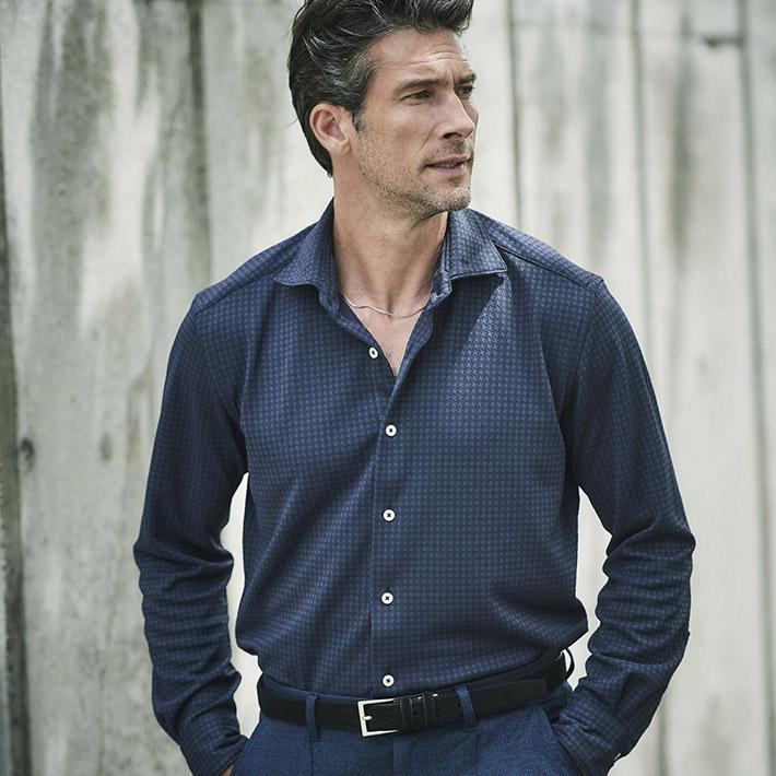 ジーステージ G-STAGE メンズ シャツ 千鳥柄 シャドー ストレッチ  