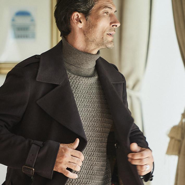 セーター メンズ ニット タートルネック キャッシュウール イタリア製生地 ゼニアバルファ 編み柄切り替え 秋冬 630701 G-stage ジーステージ イタリア製生地 stage