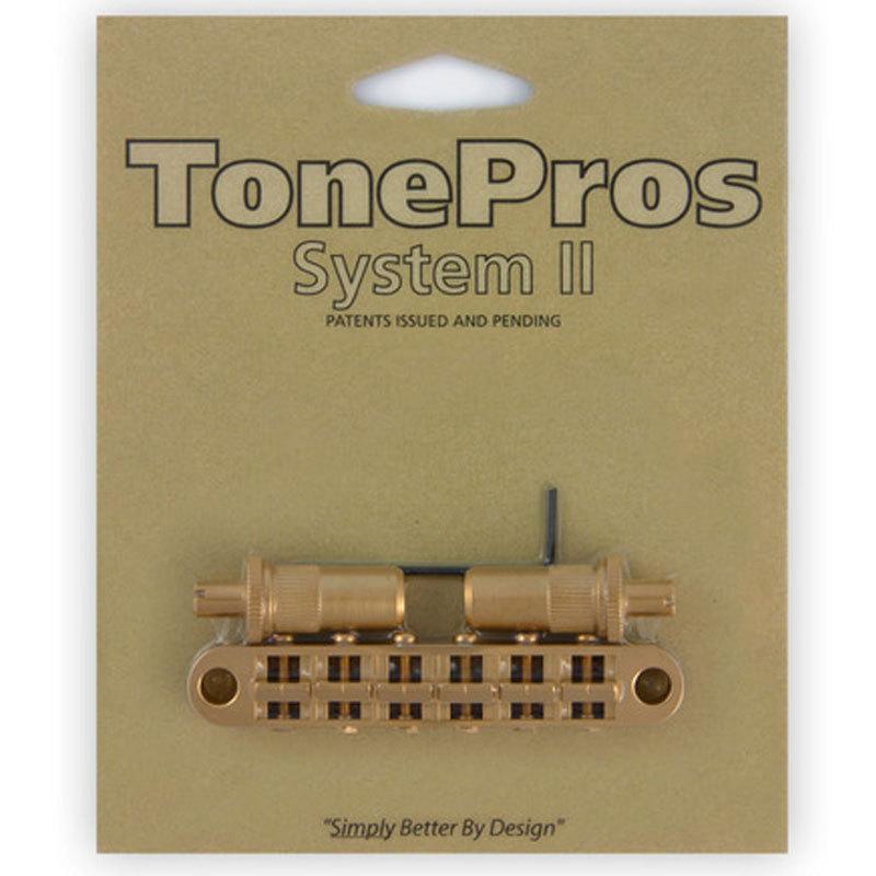 TonePros ブリッジ T3BT-SG サテンゴールド Metric Tuneomatic (large posts, notched saddles)