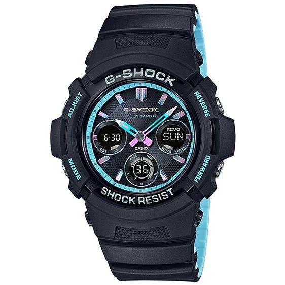 G-SHOCK Gショック ジーショック ネオンアクセントカラー カシオ CASIO 電波ソーラー アナデジ 腕時計 ブルー ブラック AWG-M100SPC-1AJF 国内正規モデル
