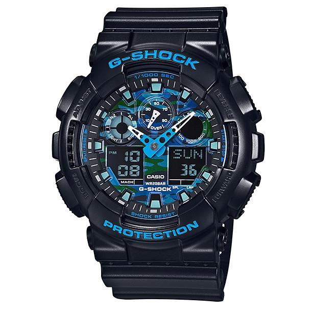 【新品同様】GSHOCK スペシャルカラー カモ柄 GA-100CB-1AJF G-SHOCK Gショック CASIO カシオ アナデジ 腕時計 カモフラ柄 ブルー