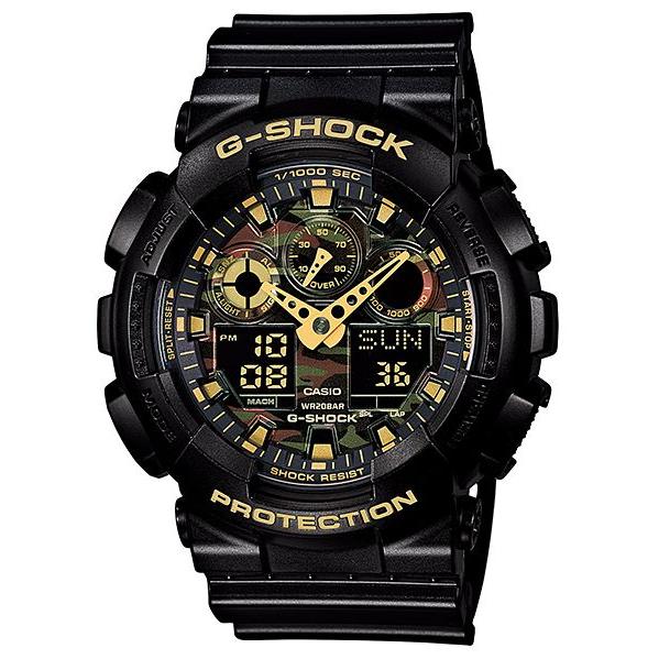 カシオ Gショック CASIO G-SHOCK カモフラージュ ダイアル アナデジ 腕時計 ブラック ゴールド GA-100CF-1A9JF 国内正規モデル｜g-supply