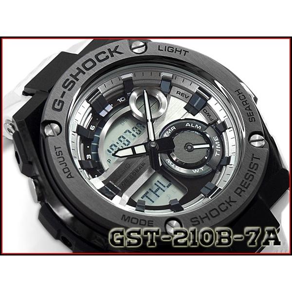 G-SHOCK GST-210B 人気高級G-STEEL黒シルバー反転液晶 G-SHOCK Gショック Gスチール G-STEEL カシオ アナデジ メンズ