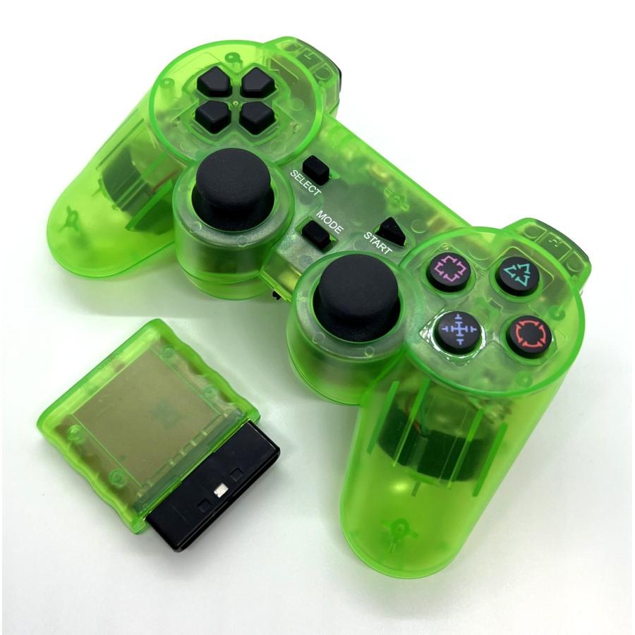 PS2 ワイヤレスコントローラー(ライトグリーン) : ジーテイクドット