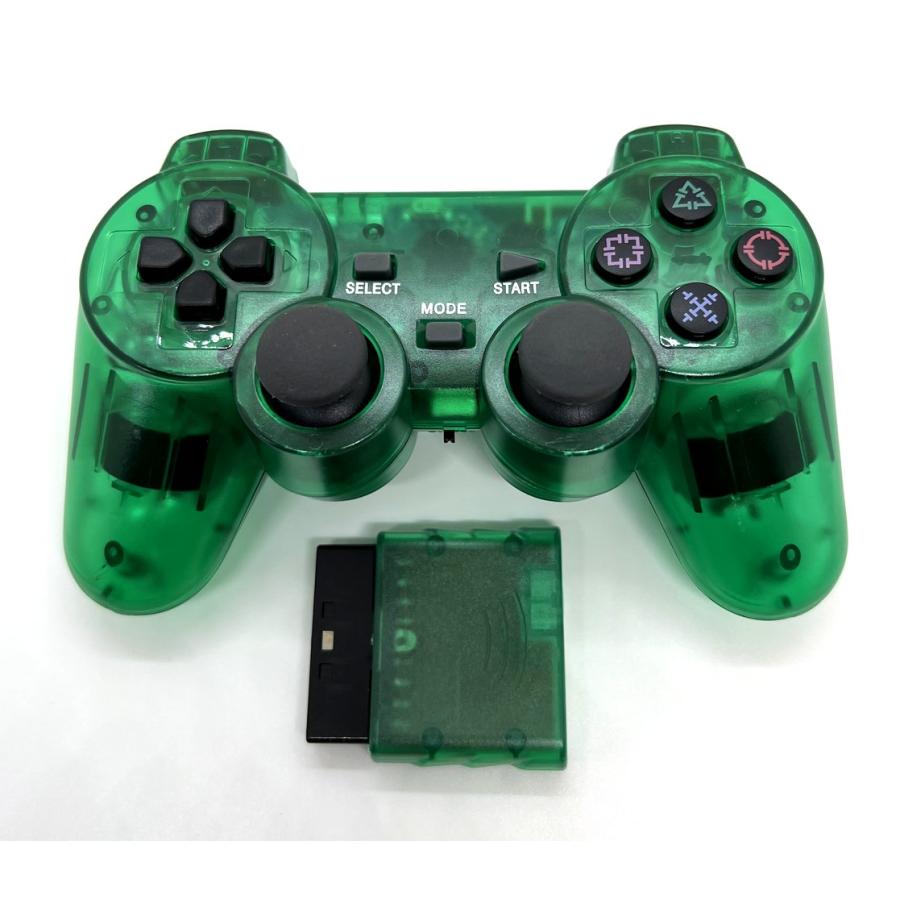PS2 ワイヤレスコントローラー(クリアグリーン) : ジーテイクドット