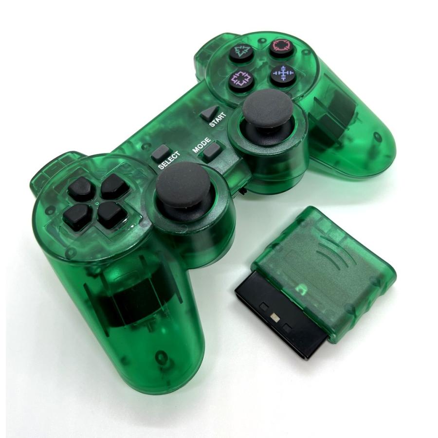PS2 ワイヤレスコントローラー(クリアグリーン) : ジーテイクドット
