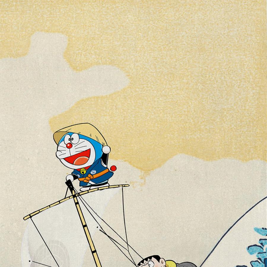 100部限定／額装付き】ドラえもん 浮世絵木版画「富嶽三十六景 神奈川