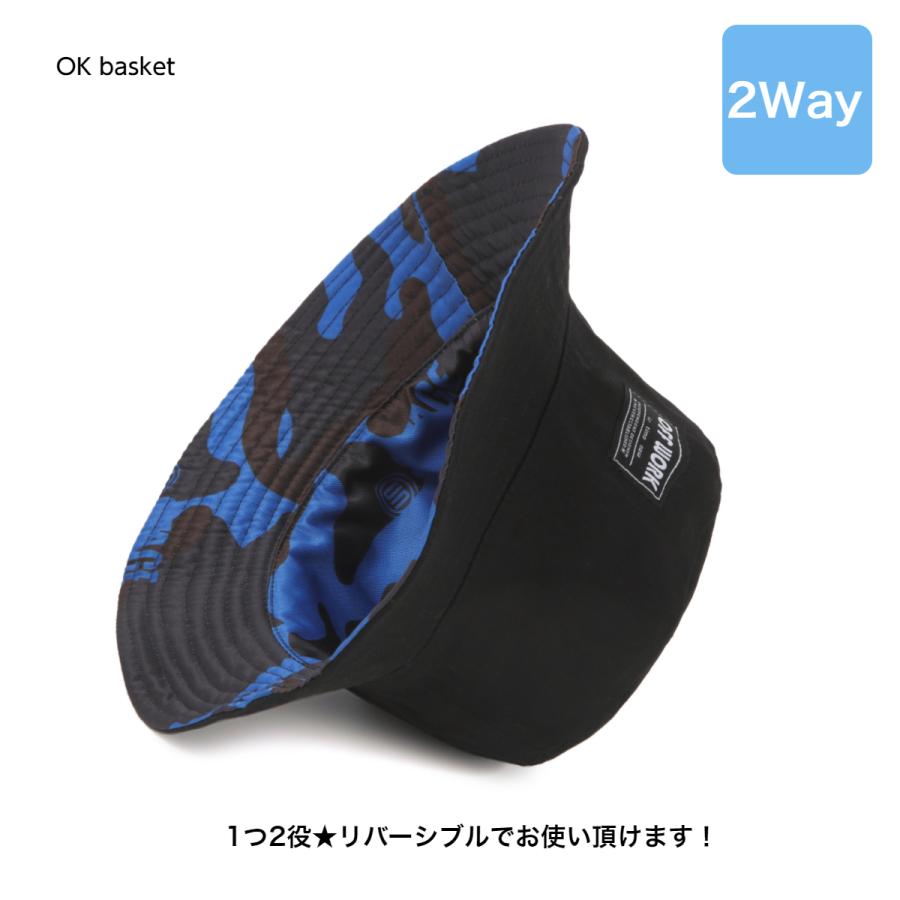 バケットハット 迷彩柄 リバーシブルハット ブラック 帽子 メンズ