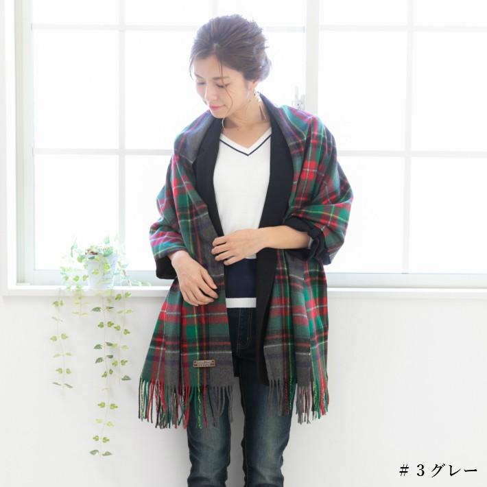 ストール レディース 大判 上質 カシミヤタッチ タータンチェック