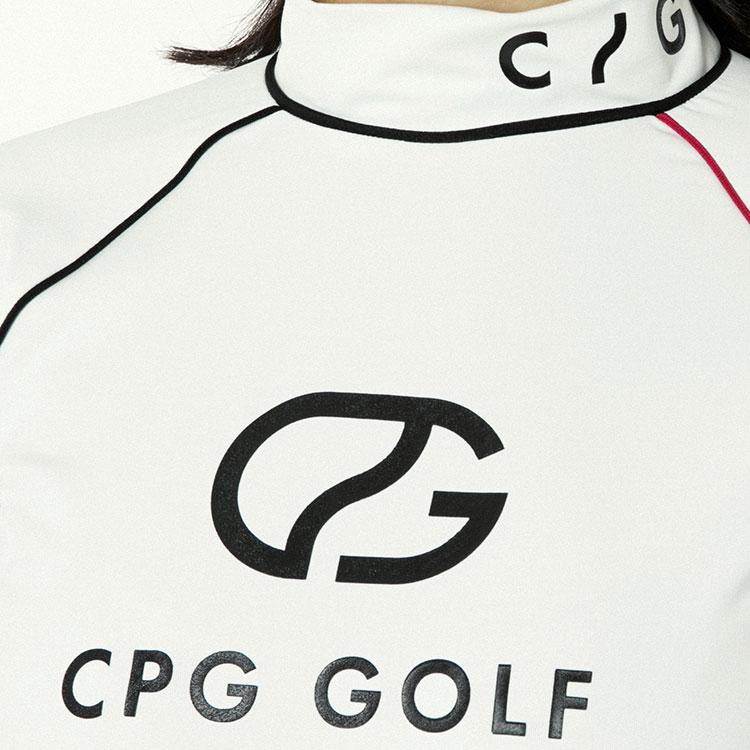 CPG GOLF シーピージーゴルフ　ハイネック　半袖シャツ　メンズ　ロゴ　白 CPG GOLF シーピージーゴルフ ハイネック 半袖シャツ メンズ ロゴ 白