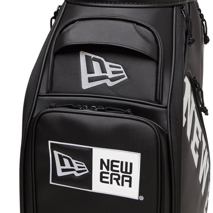 美品 NEW ERAプロツアーキャディバッグ ワードマークロゴブラック×ホワイト ニューエラゴルフ ワードマークロゴ プロツアーバッグ キャディバッグ