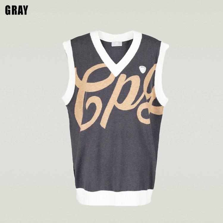 CPG GOLF インターシャビッグロゴニットベスト メンズ ゴルフウェア 2308-24204 CPG GOLF 【期間限定】 インターシャビッグロゴニットベスト メンズ