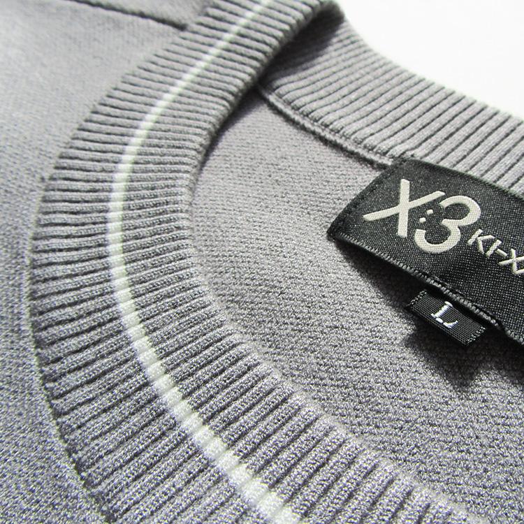 KI-XXX THREE キックスリー ロゴクルーネックニット メンズ 2025秋冬 ゴルフウェア 25AWKM-02 KI-XXX THREE キックスリー ロゴクルーネックニット メンズ 2025秋冬